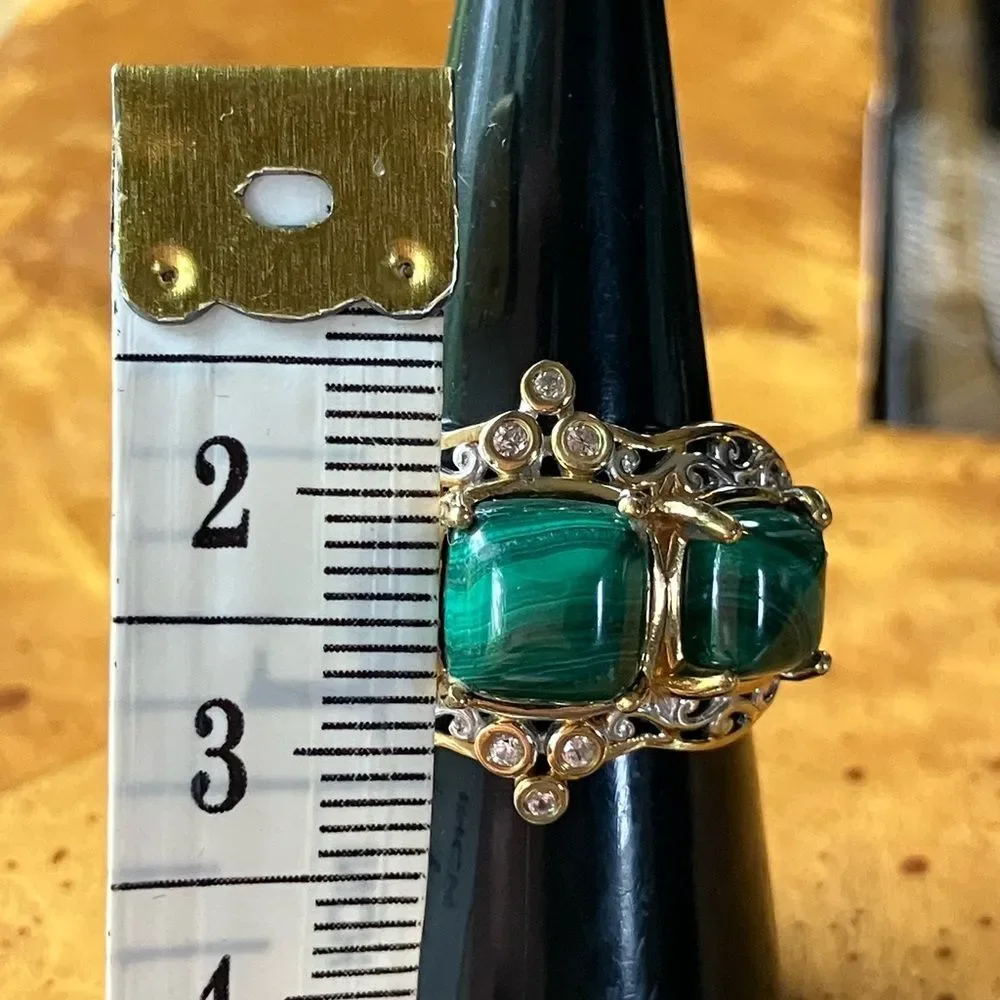 Natural Malachite Sterling Silver Ring Size 7